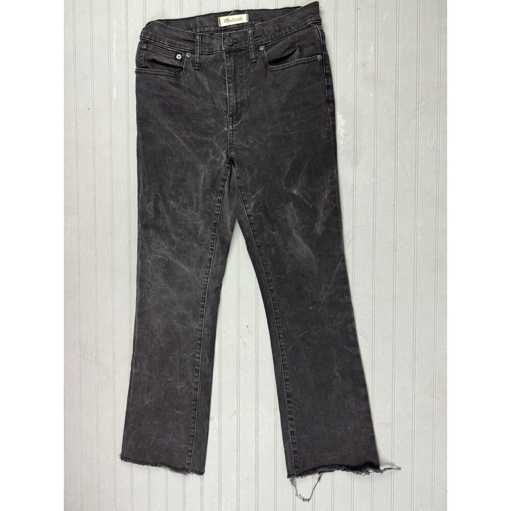 Madewell Size 27 Womens Jeans Cali Demi Boot Mid Rise Black Marble Color Stretch